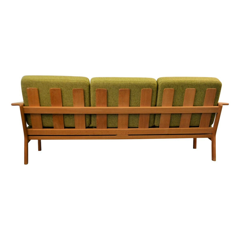 Vintage green 3-seating sofa in oak by Børge Jensen