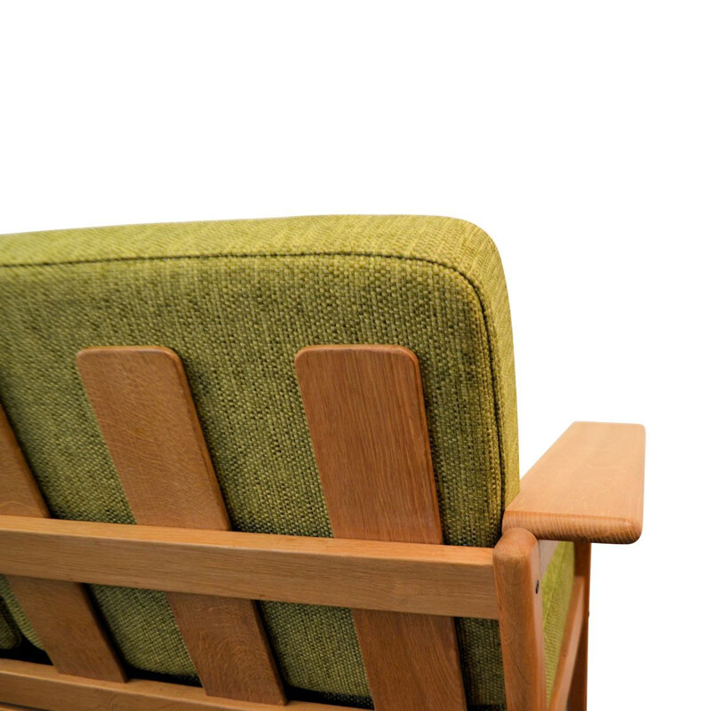 Vintage green 3-seating sofa in oak by Børge Jensen