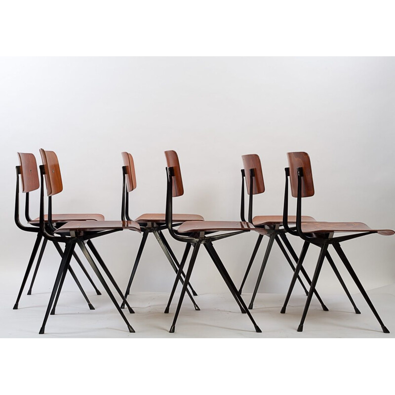 Set of 6 vintage compass chairs by Friso Kramer