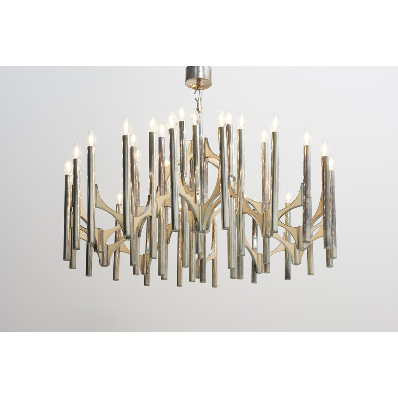 Vintage Italian chandelier in brass by Sciolari