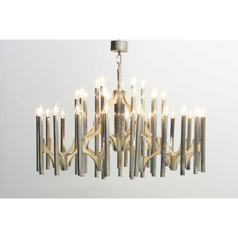 Vintage Italian chandelier in brass by Sciolari