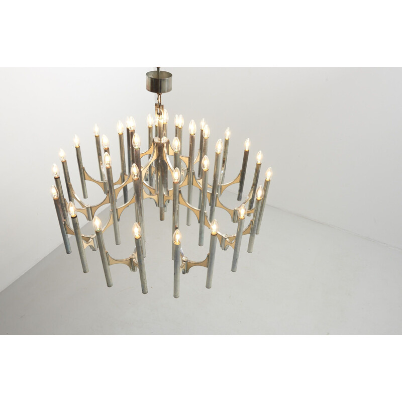 Vintage Italian chandelier in brass by Sciolari