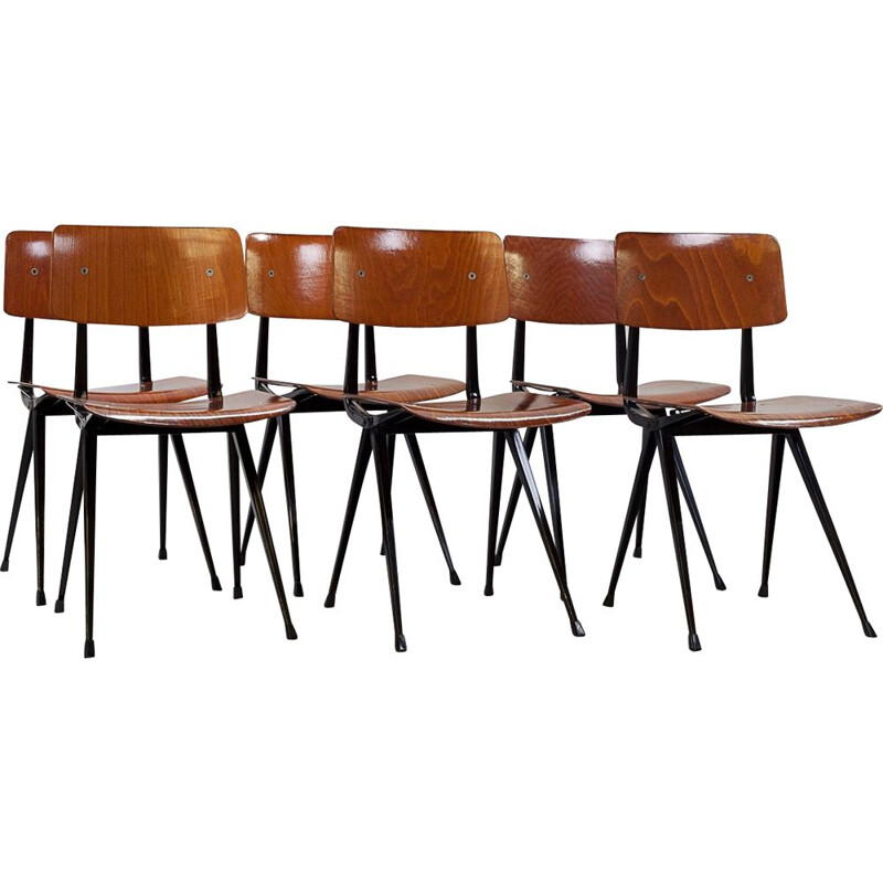 Set of 6 vintage compass chairs by Friso Kramer