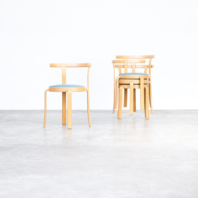 Set of 4 blue chairs by Rud Thygsen & Johnny Sorensen chairs for Magnus Olesen