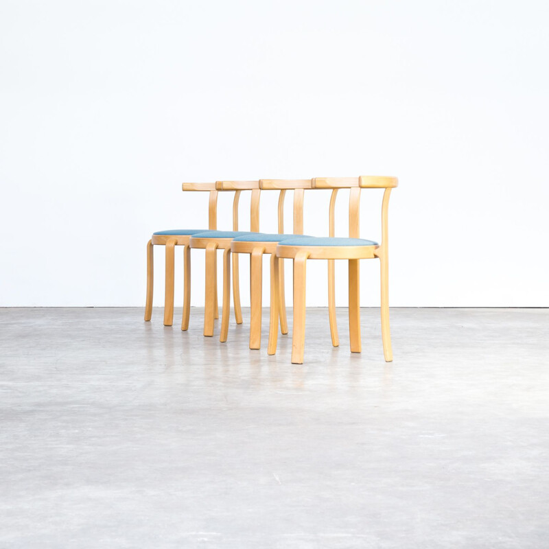 Set of 4 blue chairs by Rud Thygsen & Johnny Sorensen chairs for Magnus Olesen