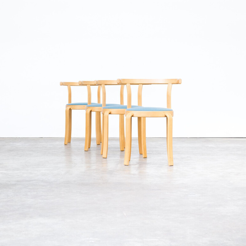 Set of 4 blue chairs by Rud Thygsen & Johnny Sorensen chairs for Magnus Olesen