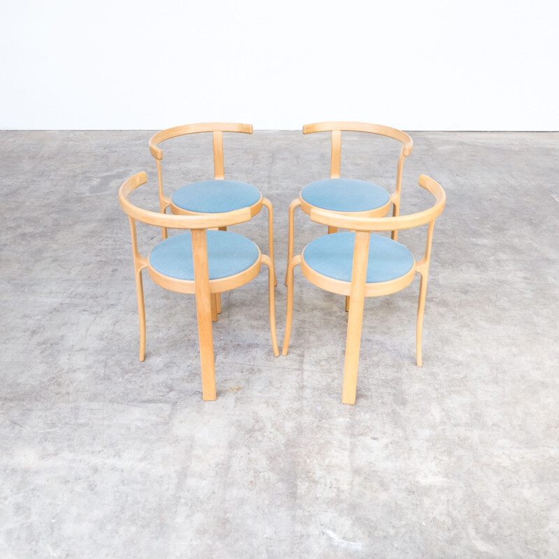 Suite de 4 chaises bleues par Rud Thygsen & Johnny Sorensen pour Magnus Olesen