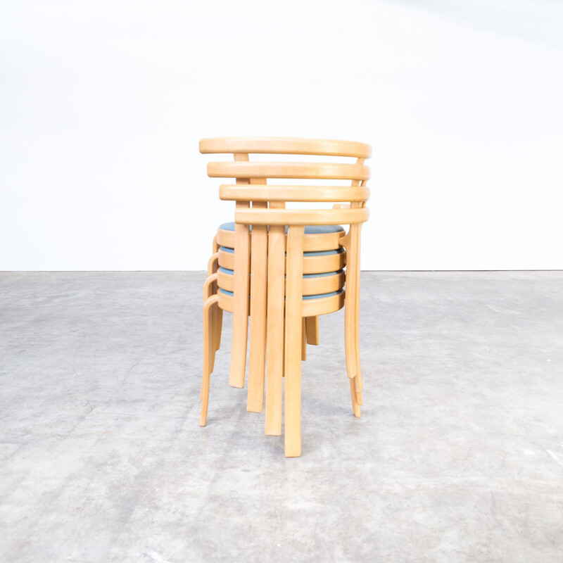Set of 4 blue chairs by Rud Thygsen & Johnny Sorensen chairs for Magnus Olesen