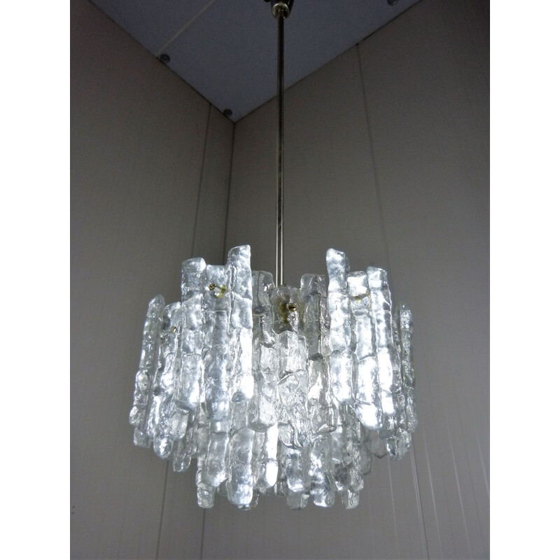 Vintage Kalmar Chandelier Glass and Chrome 1960s