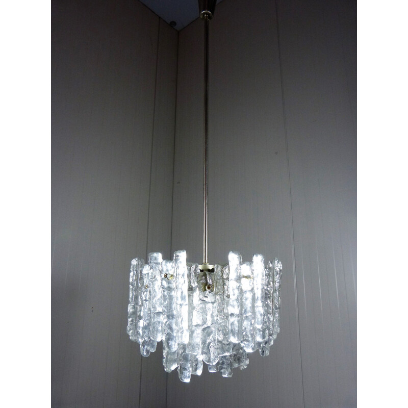 Vintage Kalmar Chandelier Glass and Chrome 1960s