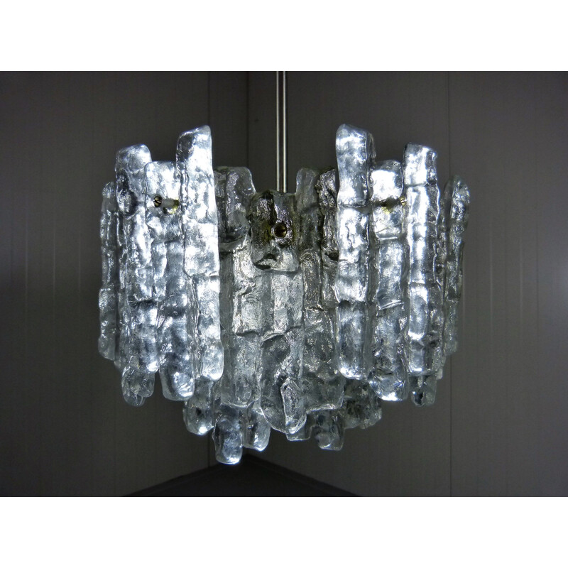 Vintage Kalmar Chandelier Glass and Chrome 1960s