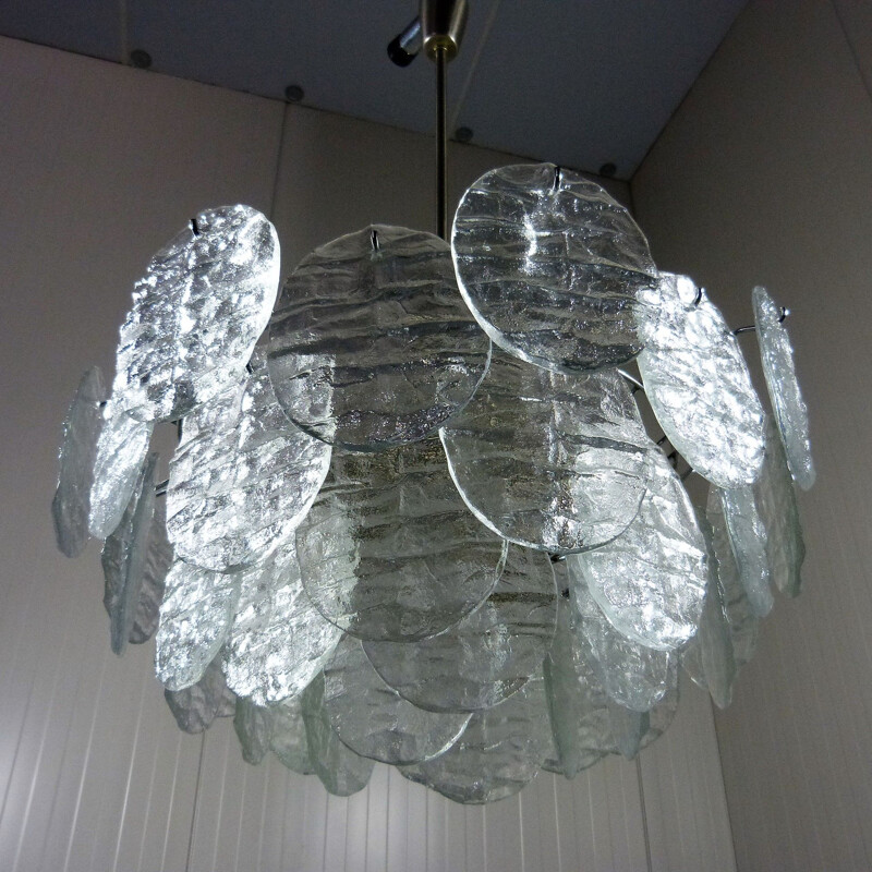 Large vintage Kalmar chandelier with ice glass discs