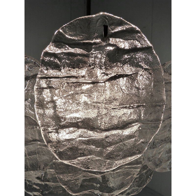 Grand lustre vintage de Kalmar avec disques de verre glace
