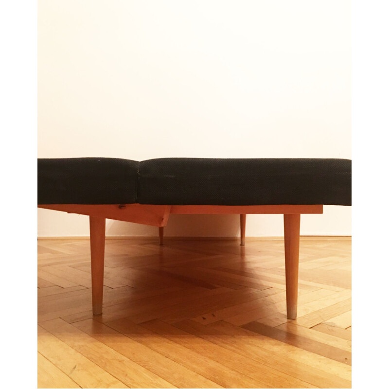 Convertible daybed in wood and black fabric by Miroslav Navratil