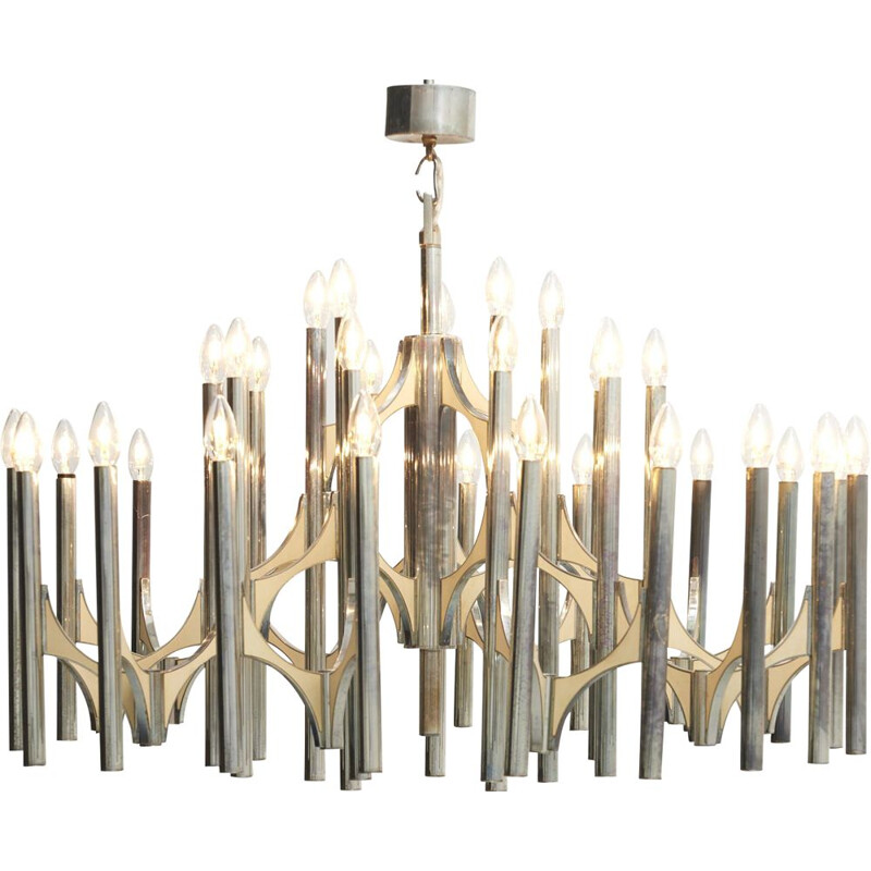 Vintage Italian chandelier in brass by Sciolari