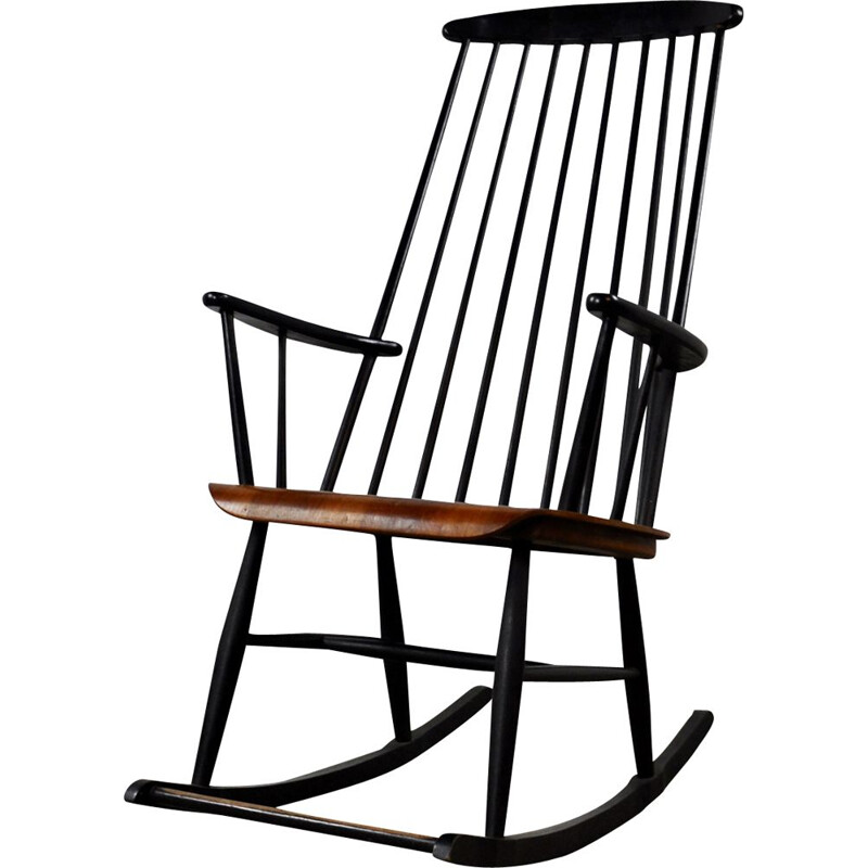 Chaise à bascule vintage scandinave bicolore 1950