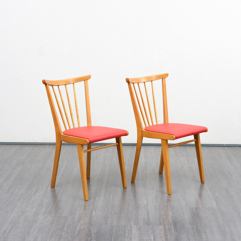 Set of 2 vintage kitchen chairs in solid beech