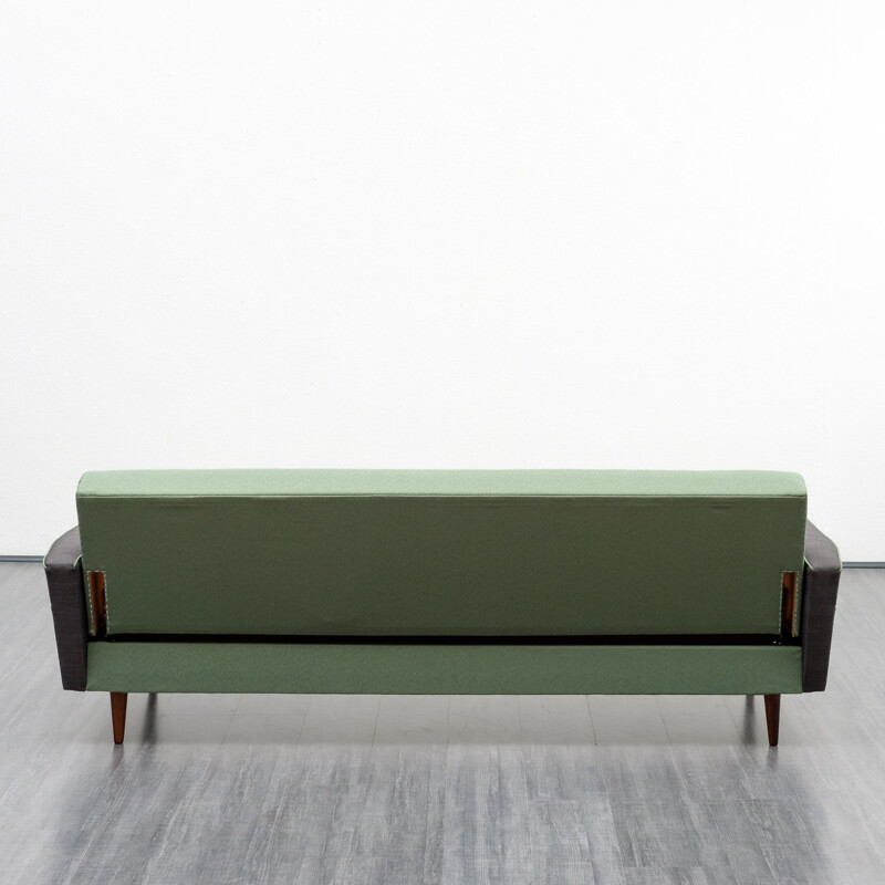 Vintage green 3-seater sofa with fold-out bed