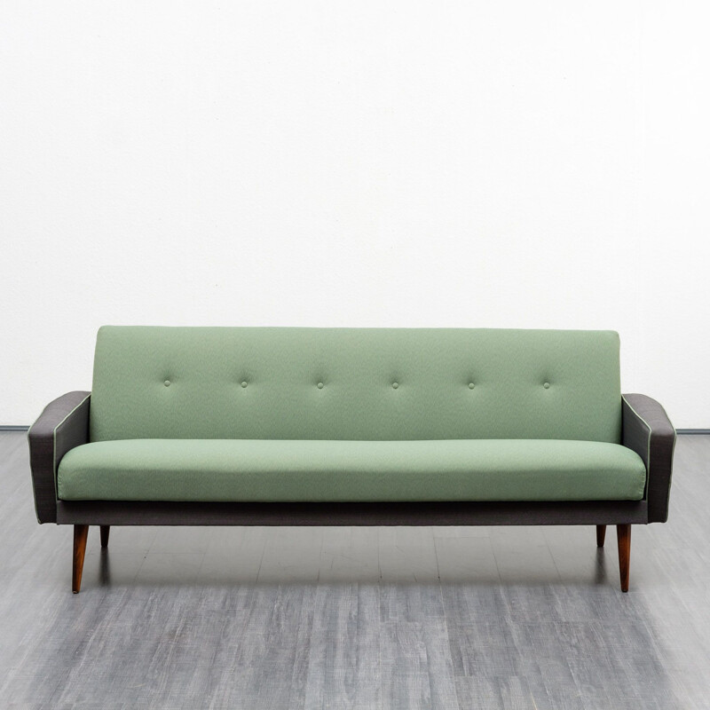 Vintage green 3-seater sofa with fold-out bed