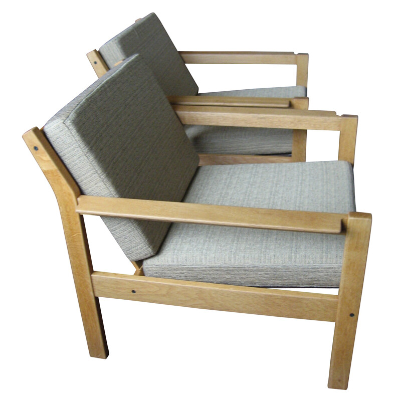 Paire de fauteuils Danois en chêne clair - années 60