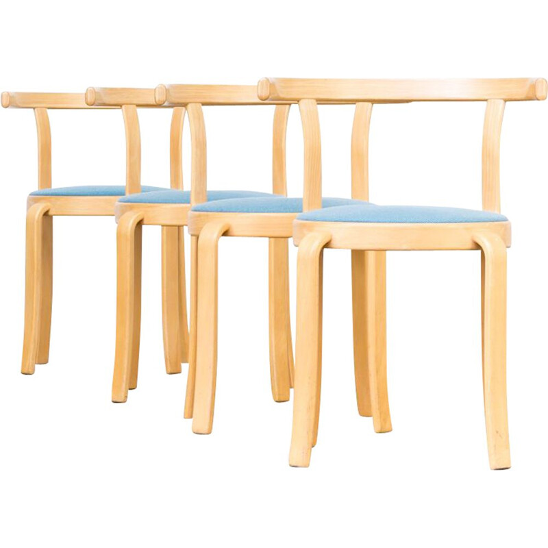 Set of 4 blue chairs by Rud Thygsen & Johnny Sorensen chairs for Magnus Olesen