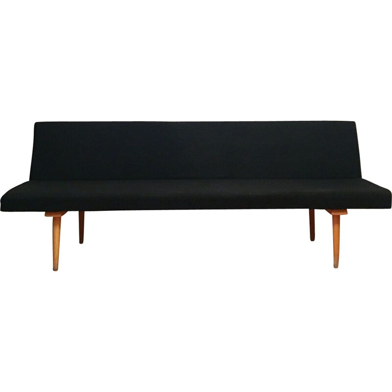 Lit de repos convertible en bois et tissu noir par Miroslav Navratil