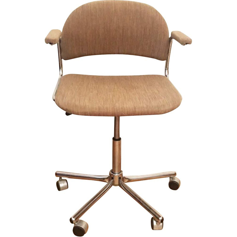 Vintage swivel Czech office chair in wood