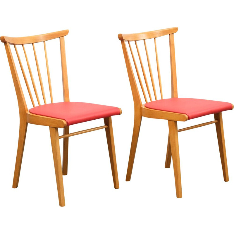 Suite de 2 chaises de cuisine vintage en hêtre massif