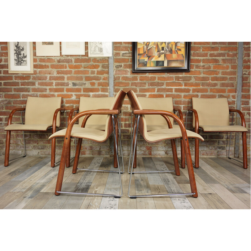 Suite de 6 fauteuils vintage en bois par Thonet