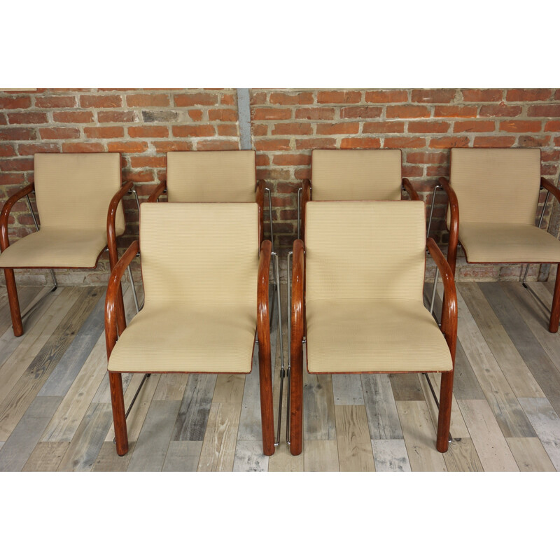Set of 6 vintage wooden armchairs by Thonet
