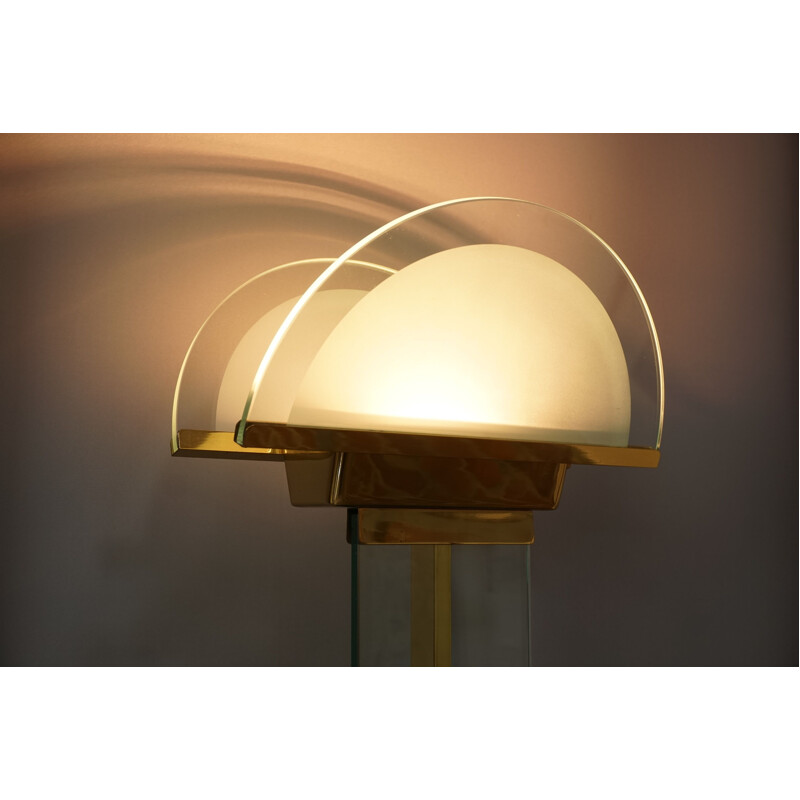 Italian floor lamp in brass and glass by Fratelli Martini