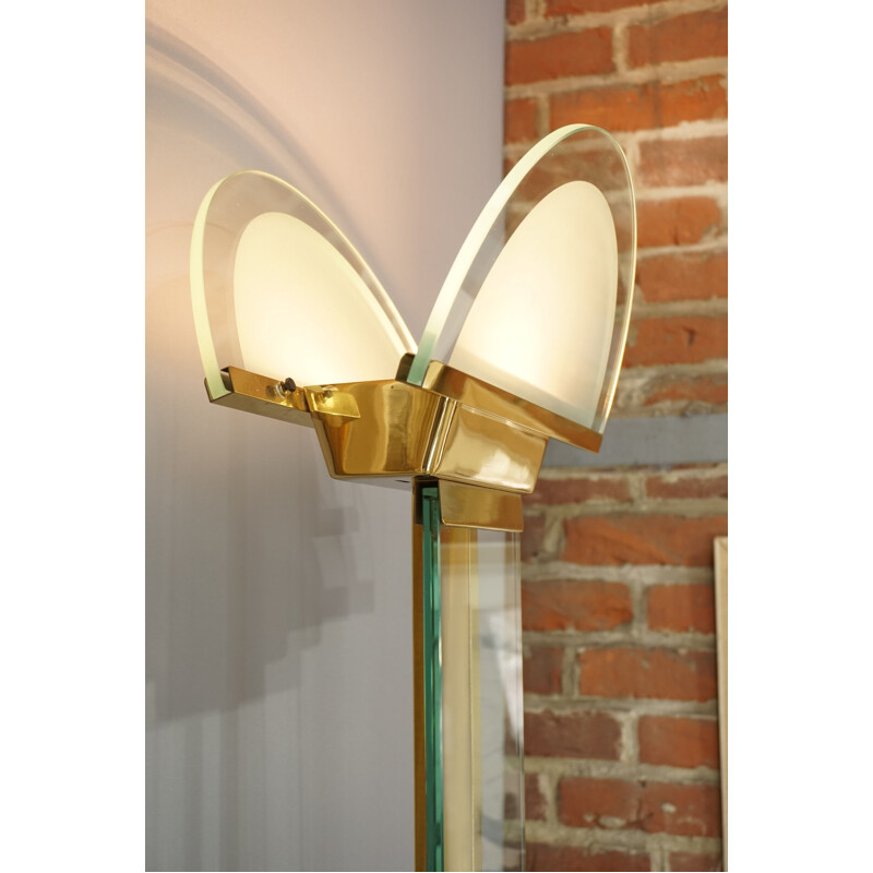 Italian floor lamp in brass and glass by Fratelli Martini