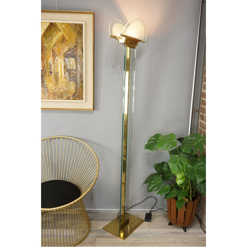 Italian floor lamp in brass and glass by Fratelli Martini