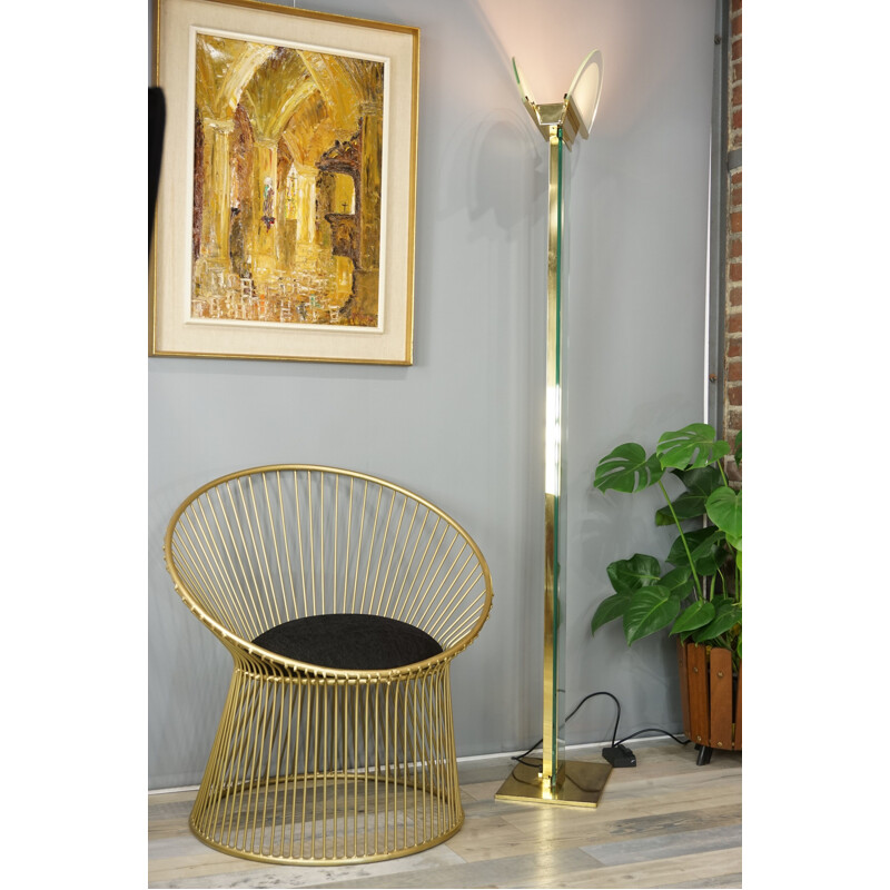 Italian floor lamp in brass and glass by Fratelli Martini