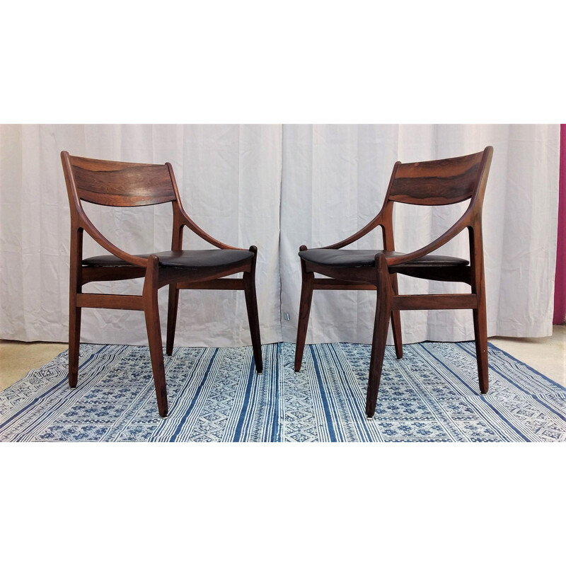 Suite de 6 Chaises scandinaves en palissandre par Vestervig Eriksen