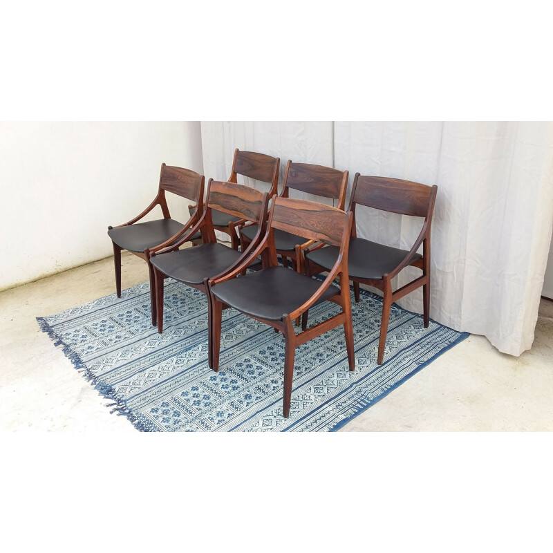 Set of 6 Scandinavian chairs in rosewood by Vestervig Eriksen