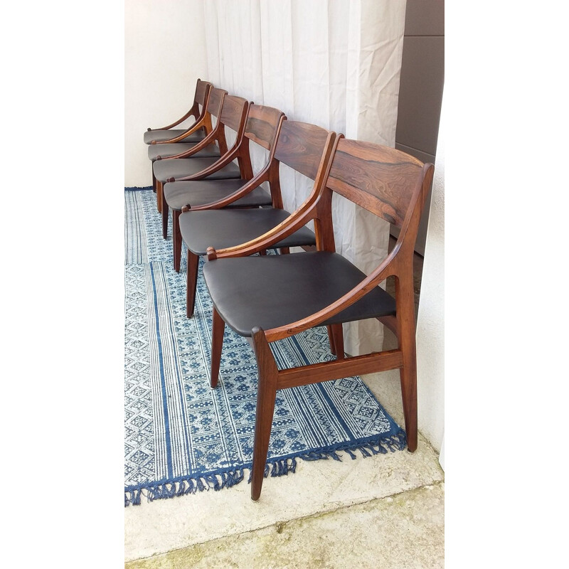 Set of 6 Scandinavian chairs in rosewood by Vestervig Eriksen