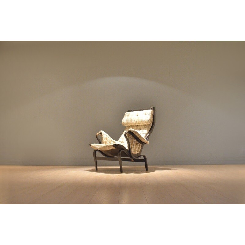 Fauteuil Club Pernilla 69 en bois et tissu, Bruno MATHSSON - 1940