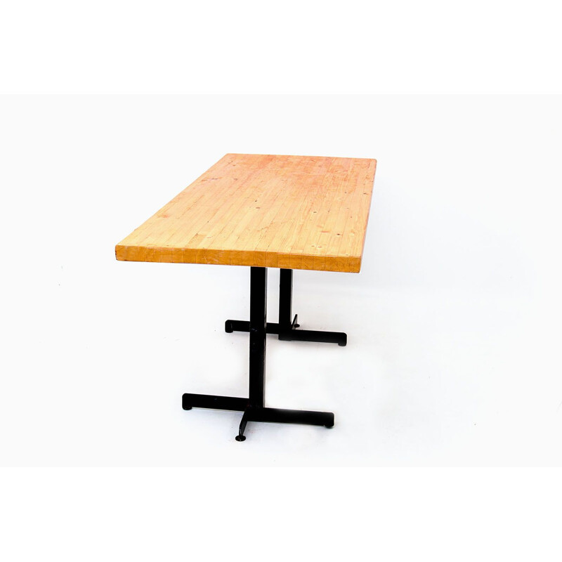 Large vintage table in pine by Charlotte Perriand