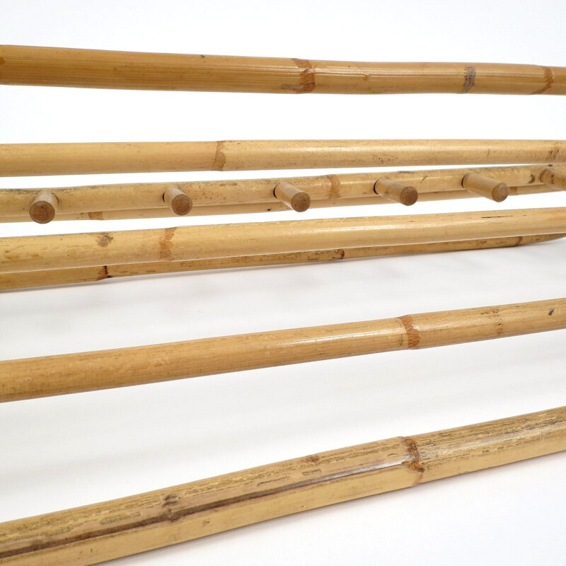 Vintage Dutch coat rack in rattan