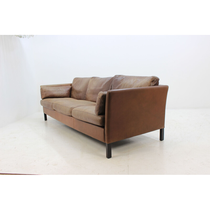 Vintage Danish 3-seater sofa in brown leather by Georg Thams