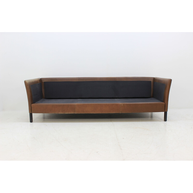 Vintage Danish 3-seater sofa in brown leather by Georg Thams