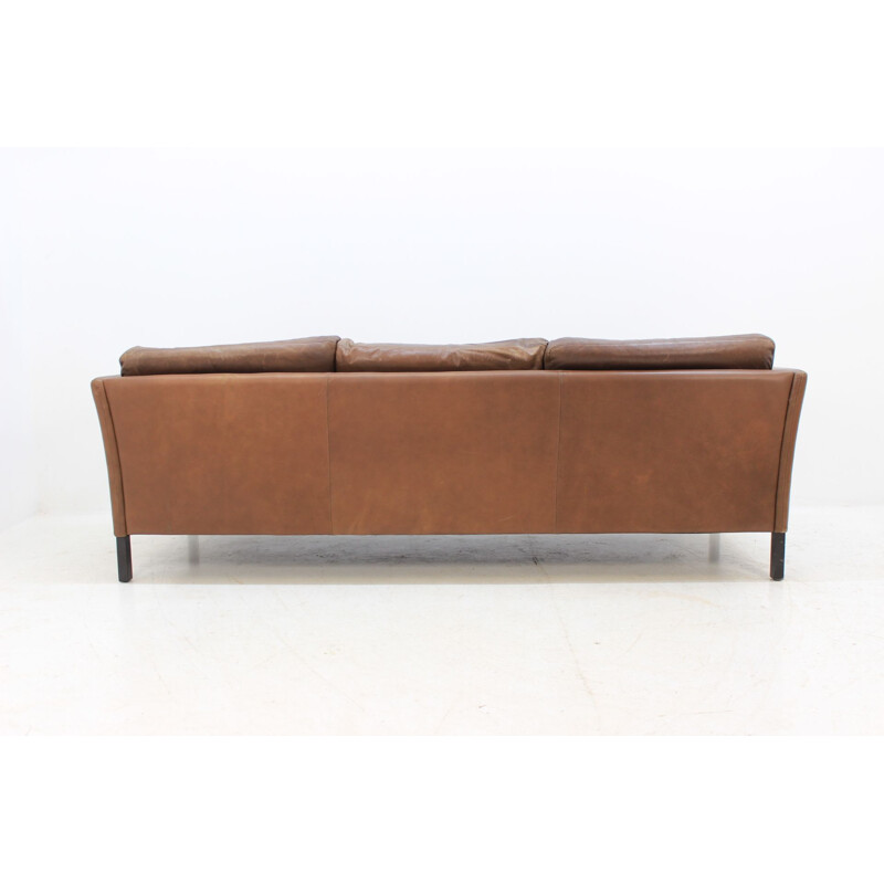 Vintage Danish 3-seater sofa in brown leather by Georg Thams