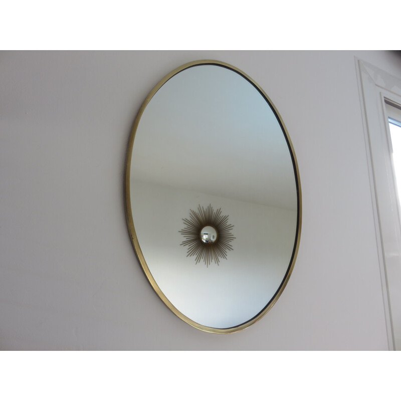 Vintage Italian mirror in golden brass