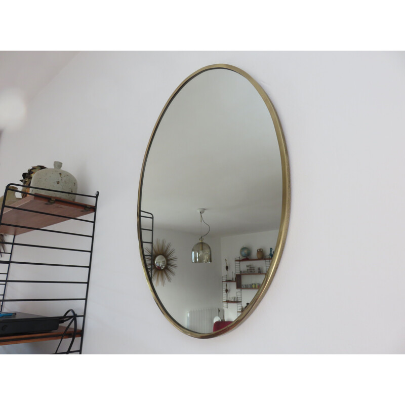 Vintage Italian mirror in golden brass