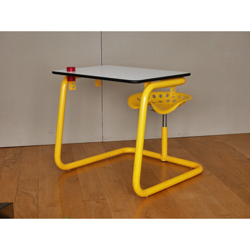 Vintage child desk "twenty tube" by Marc Berthier