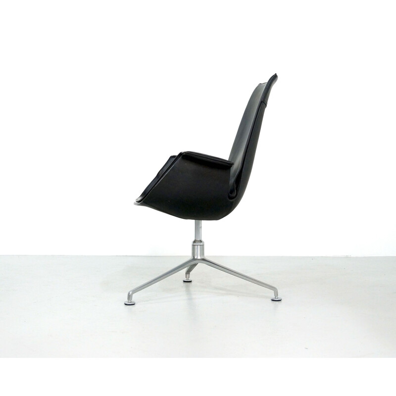 Vintage bird armchair in black leather by Fabricius & Kastholm for Kill International