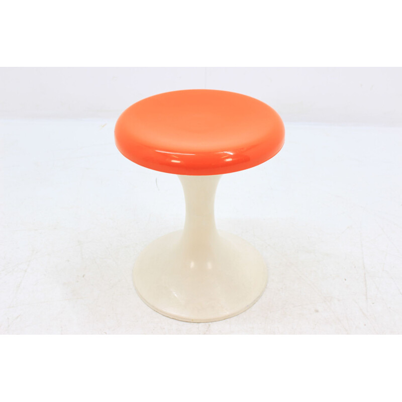 Vintage orange and white Tulip stool by Era Panton Verner