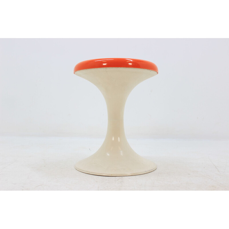 Vintage orange and white Tulip stool by Era Panton Verner