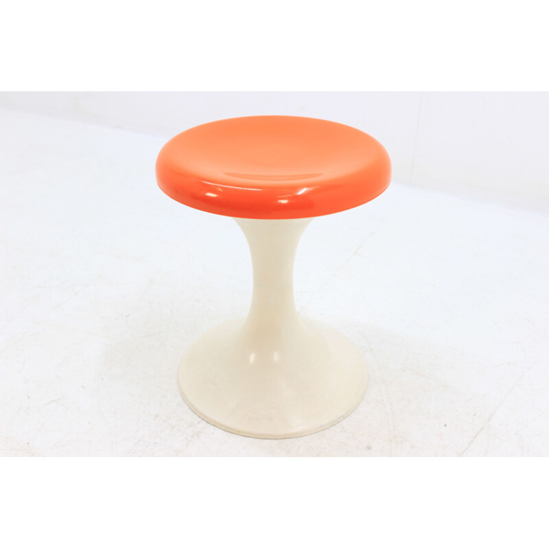 Vintage orange and white Tulip stool by Era Panton Verner